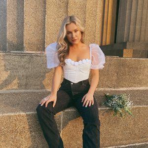 White Rose Crop Top NWT